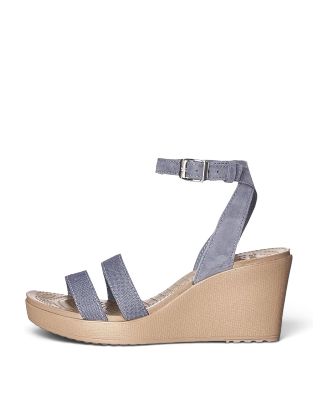 Crocs Leigh II Ankle Strap Wedge Sandal in Blue/Gray Women's Sz 8
